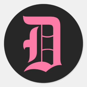 Rosa Monogramm D Runder Aufkleber