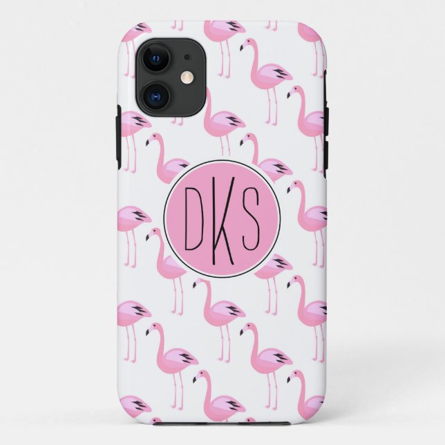 Rosa Monogramm der Flamingo-| Case-Mate iPhone Hülle (Rückseite)