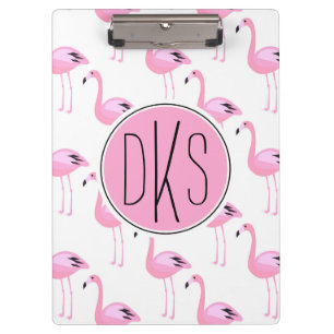 Rosa Monogramm der Flamingo-  Klemmbrett