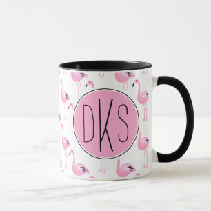 Rosa Monogramm der Flamingo-  Tasse