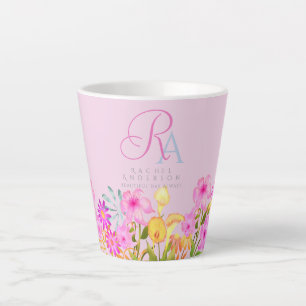 Rosa Monogramm des Blumengartens Milchtasse
