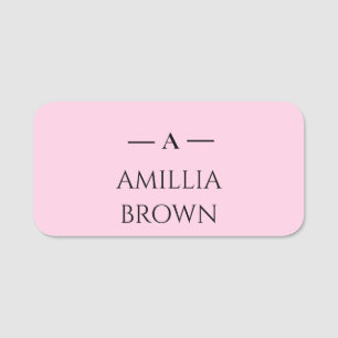 Rosa Monogramm   Elegantes minimales Design Namensschild