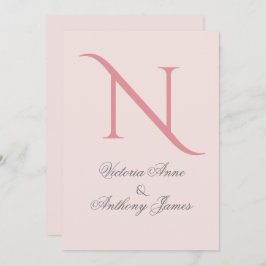 Rosa Monogramm erste Hochzeit Einladung