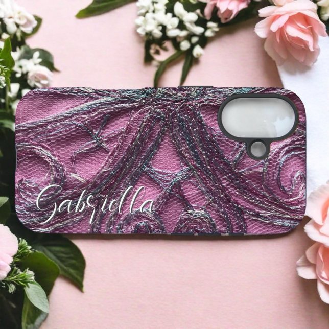 Rosa Monogramm floral abstrakt stilvoll elegant Case-Mate iPhone Hülle (Von Creator hochgeladen)
