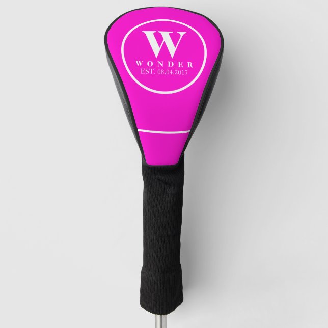 Rosa Monogramm Golf Name Headcover (Vorderseite)