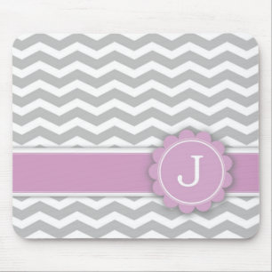 Rosa Monogramm-graues Zickzack des Buchstabe-J Mousepad