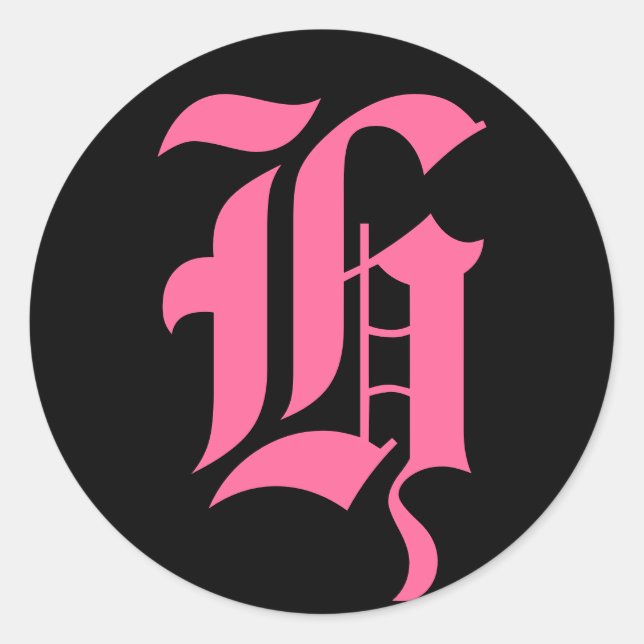 Rosa Monogramm H Runder Aufkleber (Vorderseite)
