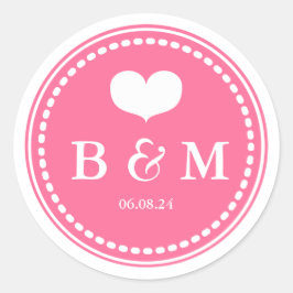 Rosa Monogramm Hochzeitsklebstoff Siegel-Aufkleber Runder Aufkleber