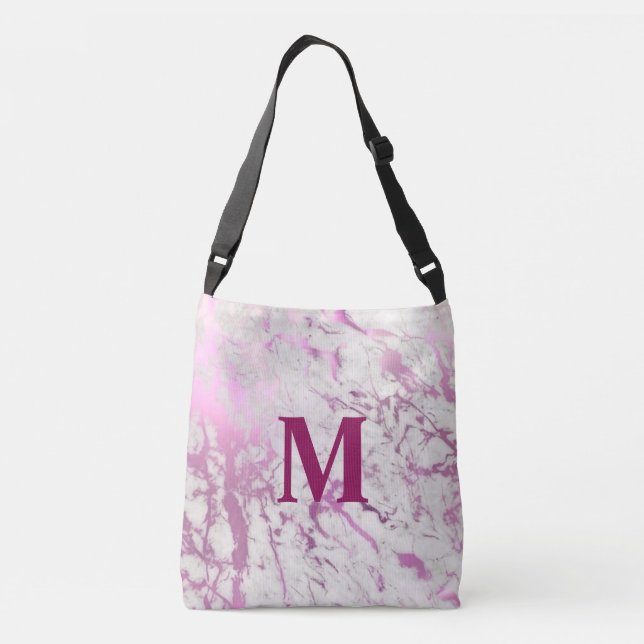 Rosa Monogramm Hochzeitsnadel Tragetaschen Mit Langen Trägern (Rückseite)