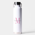 Rosa Monogramm Initial und Name Personalisiertes W Trinkflasche<br><div class="desc">Initial und Name Personalisiert</div>