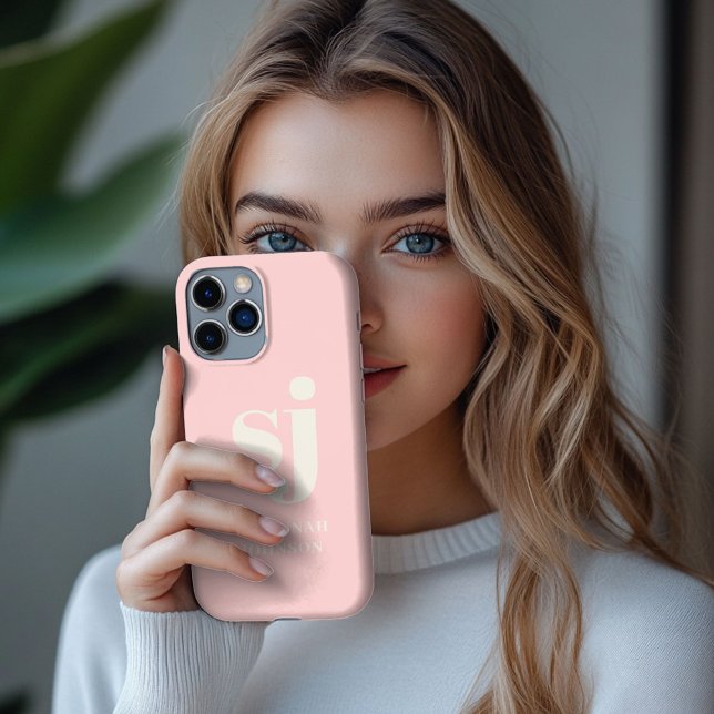 Rosa Monogramm-Initialen mit elegantem Rosa iPhone 13 Pro Max Hülle (Von Creator hochgeladen)
