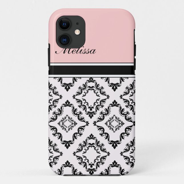 Rosa Monogramm iPhone Hüllen (Rückseite)