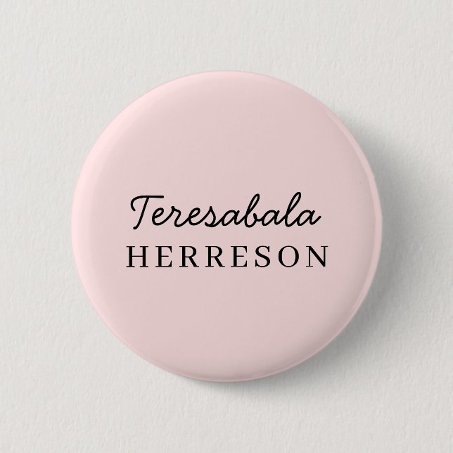 Rosa Monogramm Minimalistisch Chic Weiblich  Button (Vorderseite)