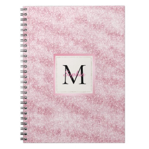 Rosa Monogramm mit Glitter und Röte Notizblock