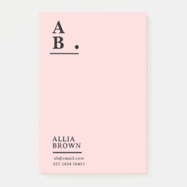 Rosa Monogramm Modernes Design Post-it Klebezettel