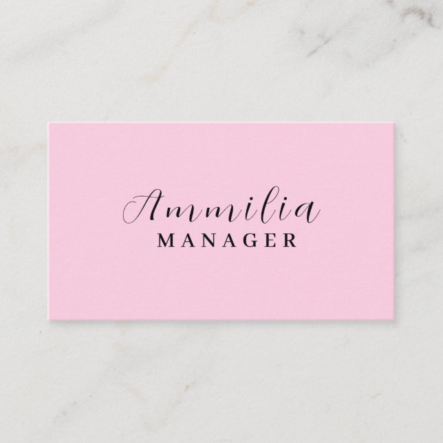 Rosa Monogramm | Modernes weibliches Minimalistisc Visitenkarte (Vorderseite)