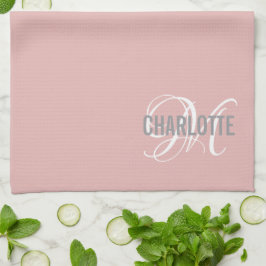 Rosa-Monogramm-Name Geschirrtuch