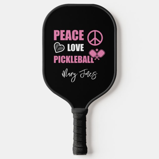Rosa Monogramm Name Moderne Liebe Pickleball Schläger (Vorderseite)