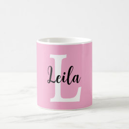 Rosa Monogramm-Name-Script personalisiertes Design Kaffeetasse