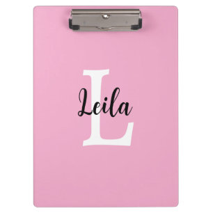 Rosa Monogramm-Name-Script personalisiertes Design Klemmbrett