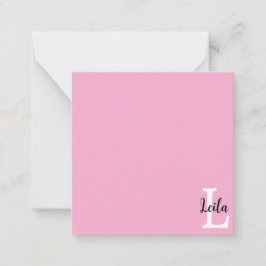Rosa Monogramm-Name-Skript personalisiertes Design Mitteilungskarte