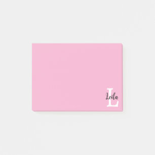 Rosa Monogramm-Name-Skript personalisiertes Design Post-it Klebezettel
