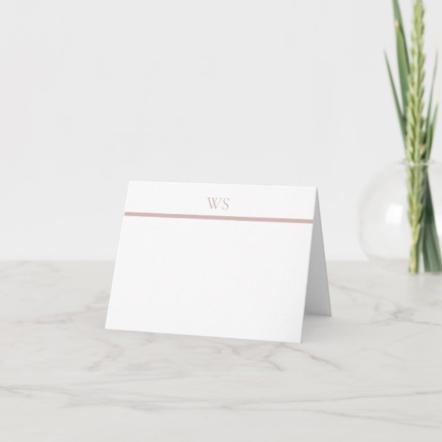 Rosa Monogramm-Notizkarte mit Balken (Vorderseite)