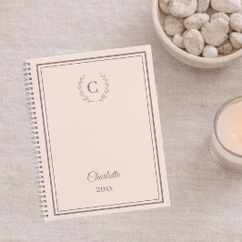 Rosa Monogramm personalisiertes Quiet Luxury Notizbuch