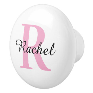 Rosa Monogramm-Schrift personalisierter Namens-Sch Keramikknauf