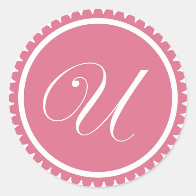 Rosa Monogramm-Siegel-Gastgeschenk der ersten U-Pr Runder Aufkleber (Vorderseite)