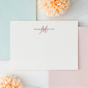 Rosa Monogramm Taupe Elegant Benutzername Mitteilungskarte