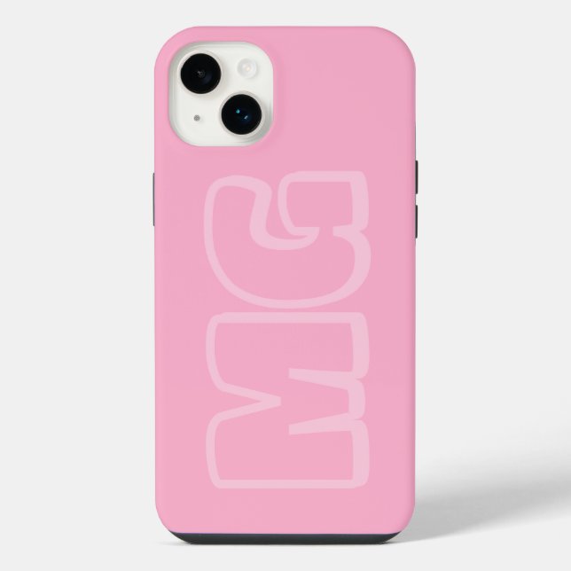 Rosa Monogramm-Telefon im Prepper-Stil iPhone 14 Plus Hülle (Rückseite)
