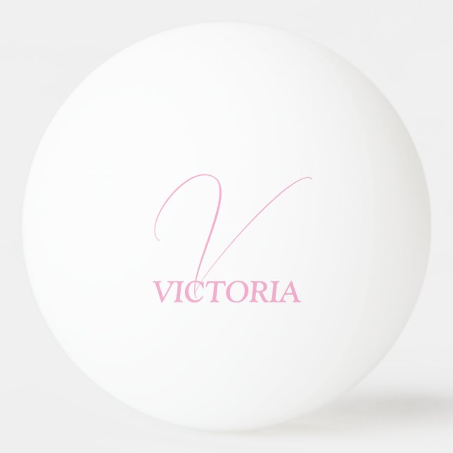 Rosa Monogramm und Name Personalisiert Tischtennisball (Vorderseite)