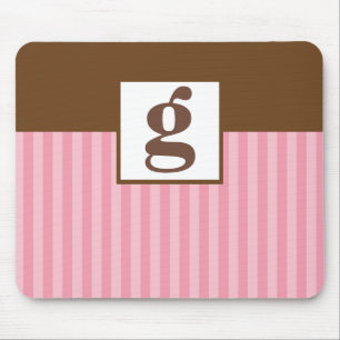 Rosa Monogramm und Streifen Mousepad