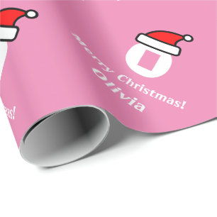Rosa Monogrammbuchstabe frohe Weihnachten Geschenkpapier