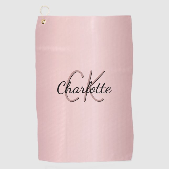 Rosa-Monogrammnamenskript Golfhandtuch (Vorderseite)