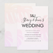 Rosa Monstera Hand Drawn Botanische Hochzeit