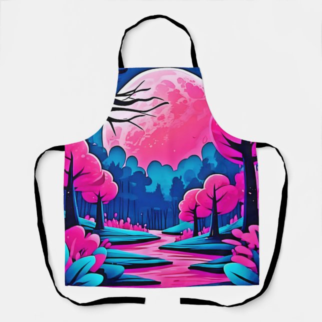 Rosa Moonlit Forest Art Schürze (Vorderseite)