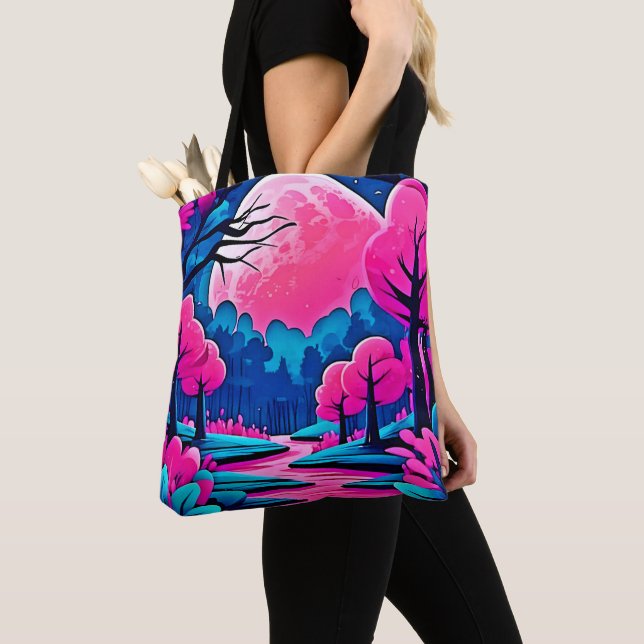 Rosa Moonlit Forest Art Tasche (Von Nahem)