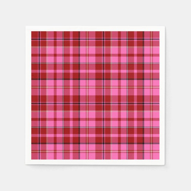 Rosa-Moor-Plaid-Karo-Design Serviette (Vorderseite)