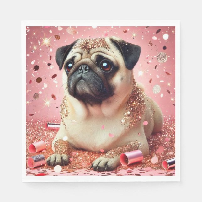 Rosa Mops Servietten! Serviette (Vorderseite)