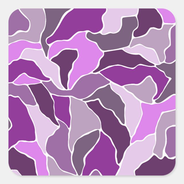 Rosa Mosaik Matisse Scrappy Form Muster Quadratischer Aufkleber (Vorderseite)