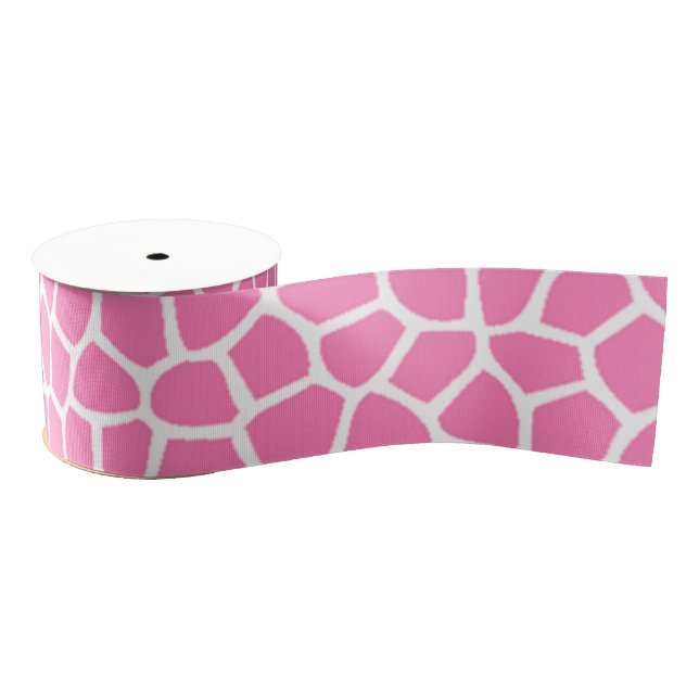 Rosa Mosaik oder rosa Giraffen-Druck Ripsband (Spule)