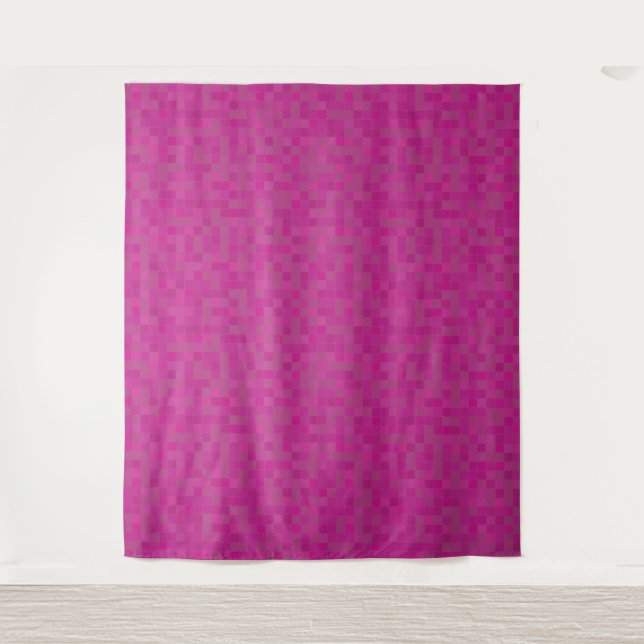 Rosa Mosaikpixel personalisiertes Monogramm Wandteppich (Vorderseite)