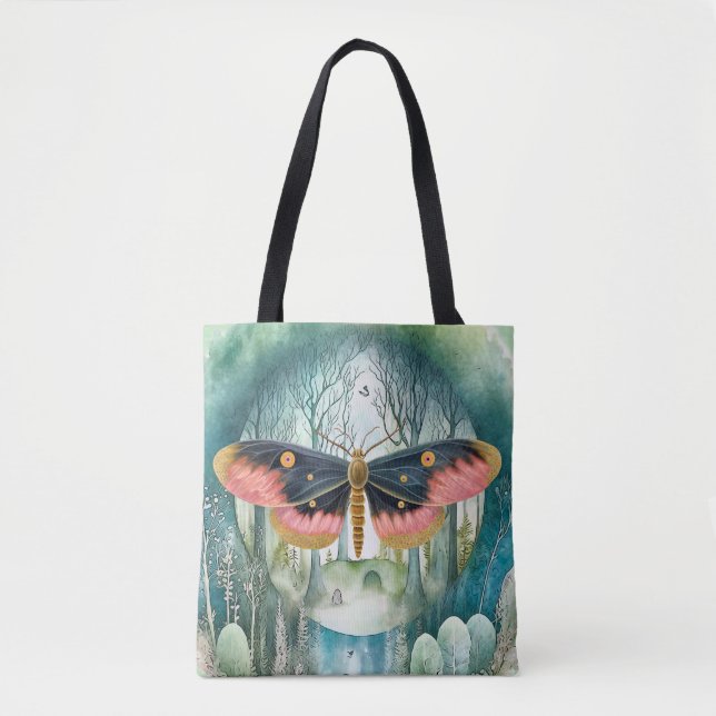 Rosa Moth Forest Night Tasche (Vorderseite)