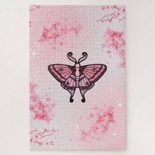 Rosa Moth mit Sakura Blume Hintergrund