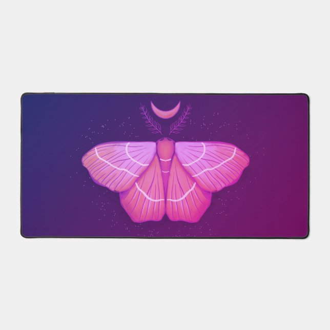Rosa Moth Witchy Night Art - Magische Illustration Schreibtischunterlage (Vorderseite)