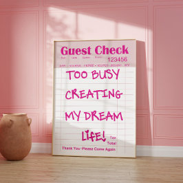 Rosa Motivationsposter mit Gastzettel Poster