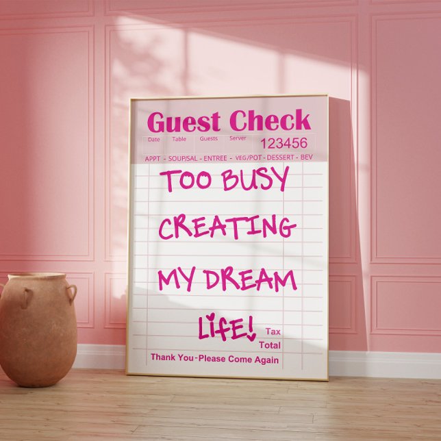 Rosa Motivationsposter mit Gastzettel Poster (Von Creator hochgeladen)