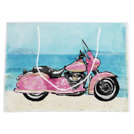 Rosa Motorrad am Strand Große Geschenktüte